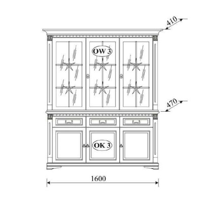 Classic Display case showcase cabinet glass cabinet wardrobe colonial new OK3