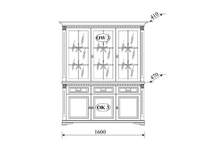 Classic Display case showcase cabinet glass cabinet wardrobe colonial new OK3