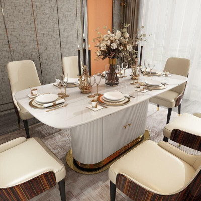 Luxury Edel Wood Leather Chairs Chair Group Suite 6x armchair set