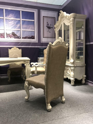 Chair Throne Armchair Dining room new Wood Antique Style Baroque Rococo Leather
