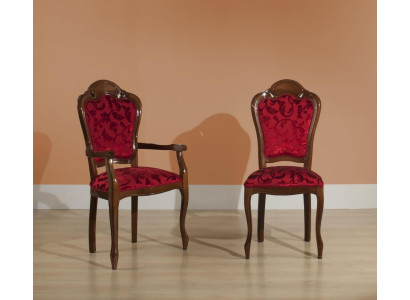 Dining room chair Chair Baroque Armrest Dining room Chairs Design Textile Luxury Red