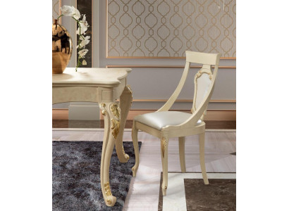Dining room chair Chair Dining room Chairs Wood Design Style Baroque Beige Leaning Seat