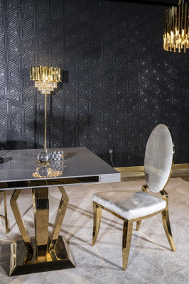 Dining room Chair White Luxury Metal with Textile Chairs Style Modern Armchair