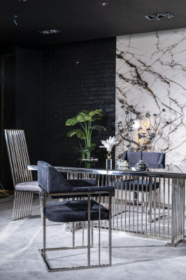 Dining room chair luxury metal with textile chairs style modern armchair