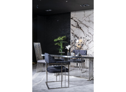 Dining room chair luxury metal with textile chairs style modern armchair