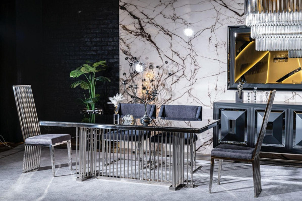 Dining room chair luxury metal with textile chairs style modern armchair