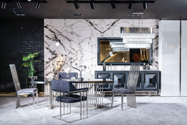 Dining room chair luxury metal with textile chairs style modern armchair