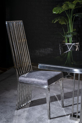 Dining room chair gray luxury chair metal with textile chairs style modern