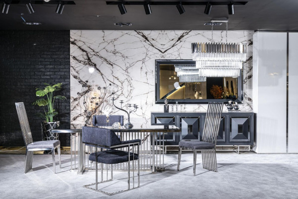 Dining room chair gray luxury chair metal with textile chairs style modern