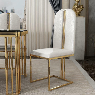 stainless steel Chair Dining room Leather Chair Chairs stainless steel Designer Gold