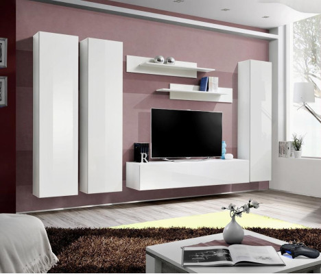 Wall unit hanging display case designer TV lowboard living room furnishings wood