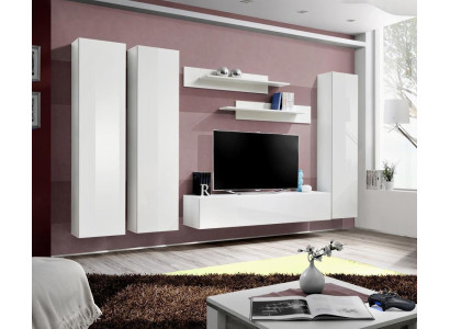 Wall unit hanging display case designer TV lowboard living room furnishings wood