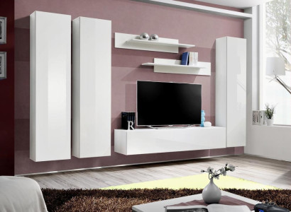 Wall unit hanging display case designer TV lowboard living room furnishings wood
