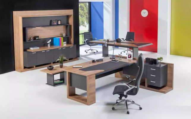 Office Corner desk Furniture Desk Furnishings Wooden table Boss table