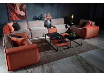Large corner sofa U-shape fabric sofa couch upholstered sofa orange modern sofa