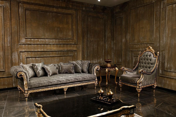 Classic Gray Sofa set 3+1 Seater Luxurious Designer Coffee table