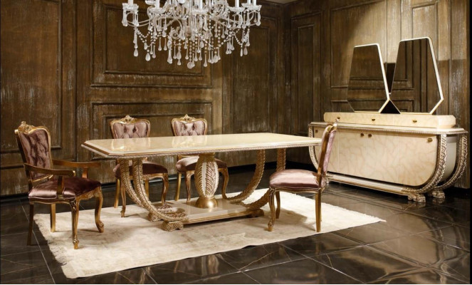 Classic s Dining room set Noble dining table 4x chairs sideboard display case 8 pieces