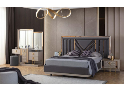 Complete e Bedroom Suite Gray Bed Dressing table with Mirror