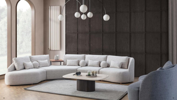 White Corner sofa Modern L-shape Sofa Living room Couches Wooden frame Sofa