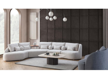 White Corner sofa Modern L-shape Sofa Living room Couches Wooden frame Sofa