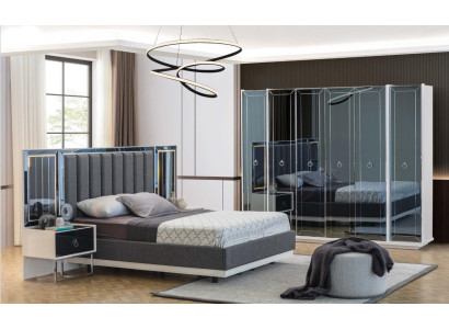Designer bedroom set double beds bedside table wardrobe