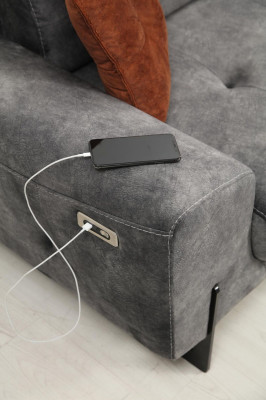 Gray Corner sofa Designer Living room Sofa Couch L-shape Upholstery Luxury Furniture Modern