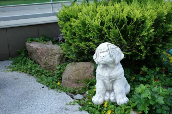 Garden Decoration Dog Patio Stone White Figure Figurines Decorative Statue