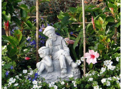 Garden Decoration Grandpa Grandson Statue Sculpture Figures Sculptures