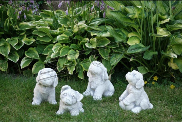 Garden Decoration White Dog Patio Stone Figures Decorative Statue Figure