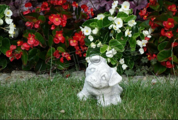 Garden Decoration White Dog Patio Stone Figures Decorative Statue Figure