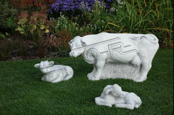 Garden Cow Decoration Stone Figure Patio Decoration Statue White Natural Sculpture