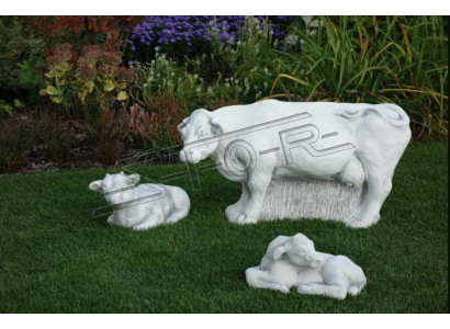 Garden Cow Decoration Stone Figure Patio Decoration Statue White Natural Sculpture