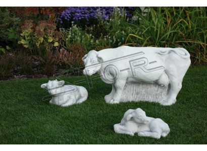 Garden Cow Decoration Stone Figure Patio Decoration White Statue Nature Sculpture