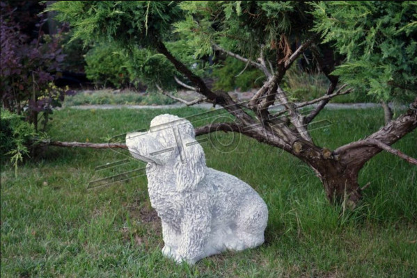 Garden White Decoration Dog Stone Patio Figure Figurines Decorative Statue