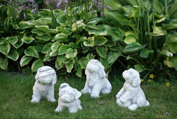 Garden White Decoration Dog Patio Stone Figures Decorative Statue Figure