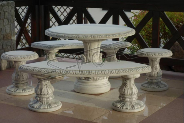 Stone Table Patio Garden Decorative Furniture Elegant Antique Style Design Tables