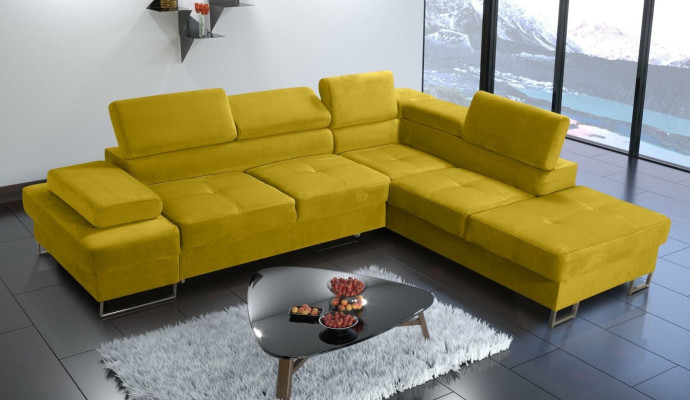 Corner sofa Upholstery Couch Textile Living room L-shape Modern Yellow Design Sofas new