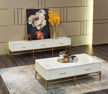 Coffee table sideboard 2-piece living room furniture table lowboard wall units chest of drawers