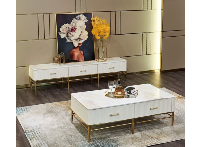 Coffee table sideboard 2-piece living room furniture table lowboard wall units chest of drawers