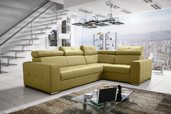 Corner sofa Couch upholstery Living room Leather L-shape new Modern Black Design Sofas