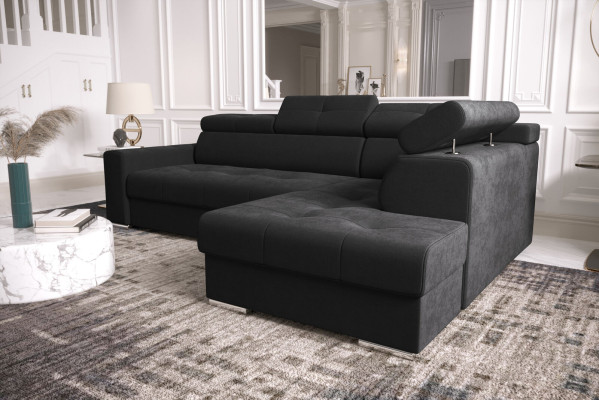 Corner sofa L-shape Couch Upholstery Living room Couches Sofas Modern Black Design