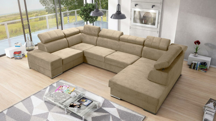 Corner sofa U-shape Sofa Couch Textile Sofas Design Living landscape Bed function Fabric