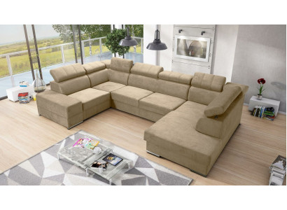 Corner sofa U-shape Sofa Couch Textile Sofas Design Living landscape Bed function Fabric