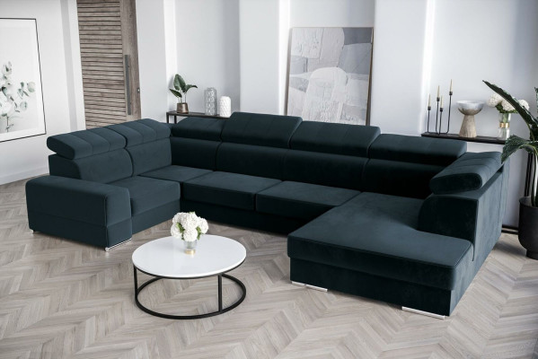 Corner sofa U-shape Sofa Couch Textile Sofas Design Living landscape Bed function Fabric