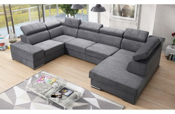 Corner sofa U-shape Sofa Couch Textile Sofas Design Living landscape Bed function Fabric