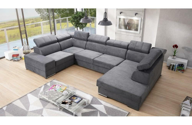 Corner sofa U-shape Sofa Couch Textile Sofas Design Living landscape Bed function Fabric