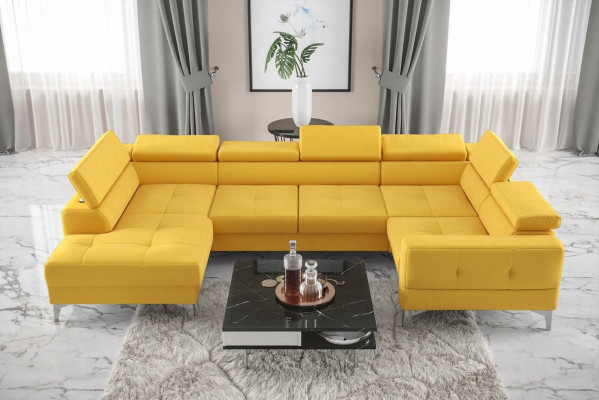 Modern Luxury Automatic Corner sofa Fabric U-shape Couch Textile Black Elegant new