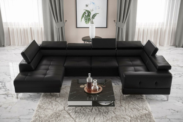 Modern Luxury Automatic Corner sofa Fabric U-shape Couch Textile Black Elegant new
