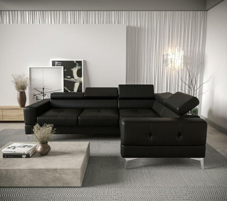 Multifunction Sofa Couch Corner Padding Living room L-shape Black Modern Luxury