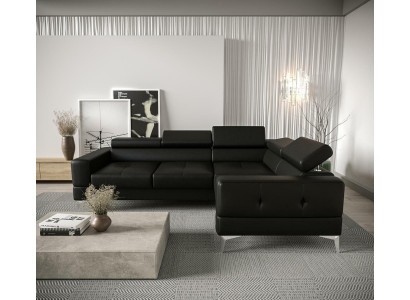 Multifunction Sofa Couch Corner Padding Living room L-shape Black Modern Luxury